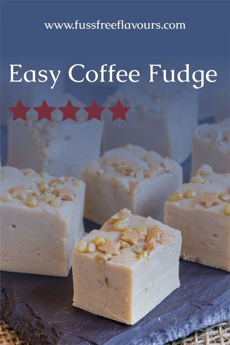 Squares of coffee fudge Coffee Fudge Recipes, White Chocolate Coffee, Slow Cooker Fudge, White Chocolate Fudge Recipes, Coffee Fudge, Easy Fudge Recipe, Best Fudge Recipe, How To Make Fudge, Easy Fudge