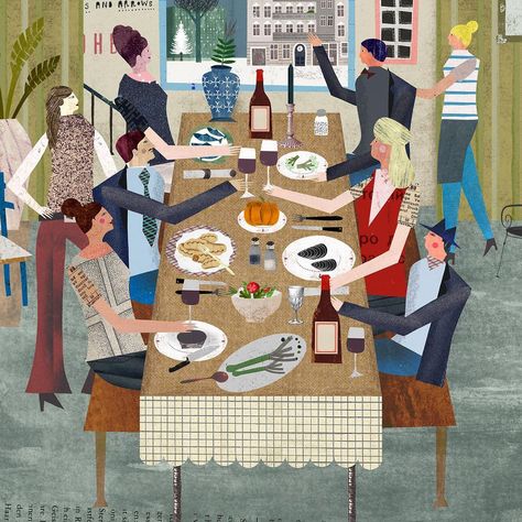 Martin Haake on Instagram: “The dinner #illustration #dinner #people #collage #food” Cooking Illustration, Autumn Illustration, Hampi, Art Classique, Illustration Food, Illustrations And Posters, Food Illustrations, Book Illustration, Art Paint