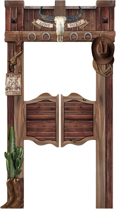 Amazon.com: Mooliwe 85 x 47 Inches Western Party Decoration Saloon Doors Western Rustic Old Swinging Saloon Doors Wild West Party Decorations Cowboy Saloon Decor Cardboard Cutout Standup with Glue Point : Home & Kitchen Wild West Party Decorations, Old West Decor, Cowboy Party Decorations, Horse Themed Bedrooms, Western Party Decorations, Saloon Decor, Old West Saloon, Saloon Doors, Cowboys Bar