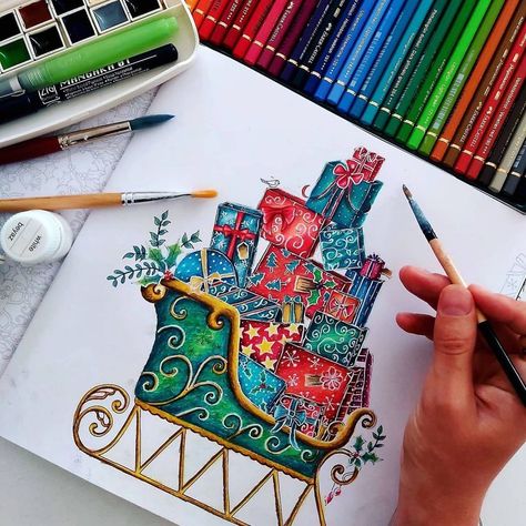 Johanna Basford’s Instagram profile post: “It’s beginning to look a lot like… actually ignore that. It’s looked like Christmas in our house since October! 🤣 As we head into the…” 30 Days Of Creativity, Johanna Basford Christmas, Mandala Watercolor, Johanna Basford Books, Joanna Basford Coloring, Pie Baking, Joanna Basford, Mince Pie, Pony Tails