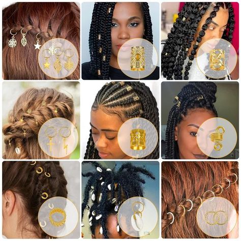 Lucomb 259 Pcs Hair Jewelry for Braids, Loc Jewelry for Hair Dreadlock for Women, Metal Gold Rings Cuffs Clips for Dreadlock Accessories Hair Braids Jewelry Decorations Dreadlock For Women, Jewelry For Hair, Jewelry For Braids, Braids Jewelry, Hair Jewelry For Braids, Braid Cuffs, Braid Accessories, Hair Charms, Dreadlock Accessories