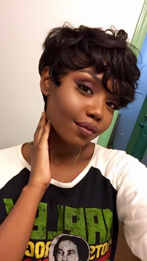 Black Pixie Cut, Super Short Haircuts, Natural Hair Short Cuts, Short Haircut Styles, Short Hair Black, Short Hair Pixie Cuts, Short Human Hair Wigs, Short Sassy Hair, Sassy Hair