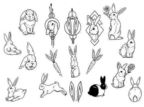 Bunny Tattoo Small, Rabbit Tattoo, Bunny Tattoos, Tattoo Outline Drawing, Cute Buns, Small Rabbit, Rabbit Tattoos, Getting A Tattoo, Tattoo Outline