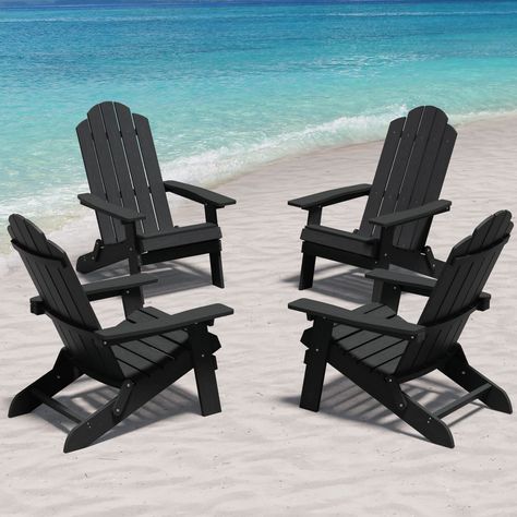 PRICES MAY VARY. [ Relax & Comfortable Yard Chair ] – Classic Folding Adirondack chairs feature large slanted seat (20-1/8" wide, 19" deep), high backrest (bottom to top 33-1/2"), wide armrests (5" wide), Measure 34-1/4 x 30 x 37-3/4 inch (D x W x H, ASSEMBLY Required), can relieve pressure of the neck & shoulder, provide a comfort spot to sit, enjoy relaxing/unwinding /chatting, perfect gift for your family. [ Heavy Duty, Durable Deck Chair ] – Made of HIPS material (High Impact Polystyrene, st Folding Adirondack Chair, Outdoor Chair Set, Fire Pit Chairs, Modern Adirondack, Folding Adirondack Chairs, Chairs Outdoor, Rest And Relaxation, Adirondack Chairs, Adirondack Chair