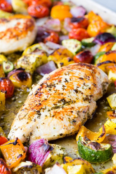 Greek Chicken And Veggies, Sheet Pan Greek Chicken, Greek Chicken Breast, Pan Chicken Breast, One Pan Meal, Chicken And Veggies, Pan Chicken, Greek Chicken, Breast Recipe