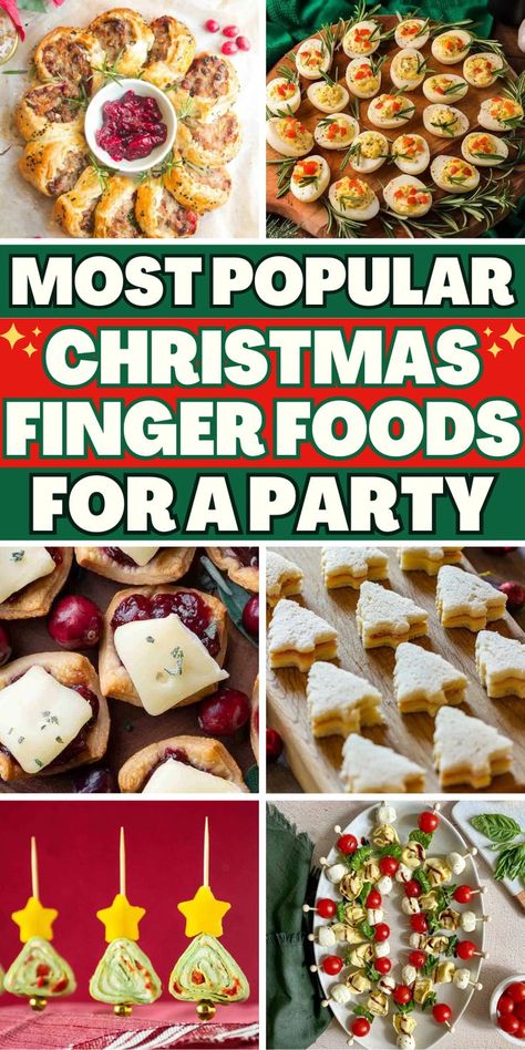 The best finger foods for a Christmas potluck party, or Christmas Eve dinner, including bite size appetizers for a crowd, and kid friendly holiday finger foods. Xmas Party Food Appetizers, Christmas Eve Finger Food Ideas, Easy Christmas Potluck Ideas, Unique Christmas Recipes, Easy Christmas Finger Foods, Christmas Eve Party Food, Christmas Finger Food Ideas For Parties, Finger Foods Christmas, Finger Food Ideas For Parties