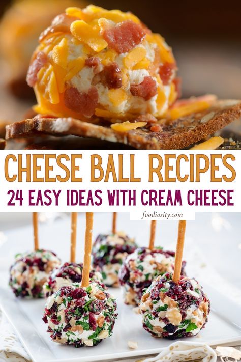 Food Ball Recipes, No Nut Cheese Ball Recipes, Candy Cheese Ball, Fruit Cheese Ball Recipes, Mini Cheese Balls Appetizers, Baseball Cheeseball, Easy Cheeseball Recipes, Cream Cheese Cheese Ball, Cheese Balls Recipe Easy