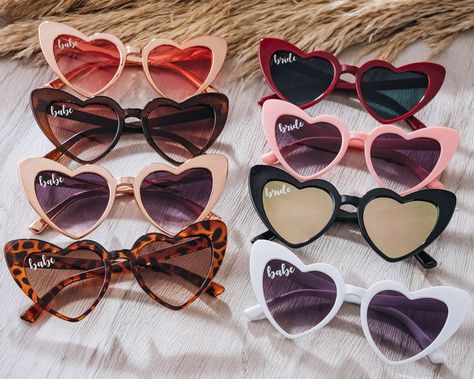 Beach Bachelorette Party Favors, Bride With Glasses, Fun Party Favors, Bachelorette Party Beach, Brides Babes, Bachelorette Favors, Bridal Bachelorette Party, Colored Glasses, Heart Shaped Frame