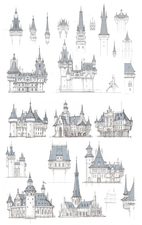 Castle Drawings Medieval, How To Draw A Castle, City Landscapes, Medieval Buildings, العصور الوسطى, Castle Drawing, الفن الرقمي, 그림 낙서, Seni Dan Kraf