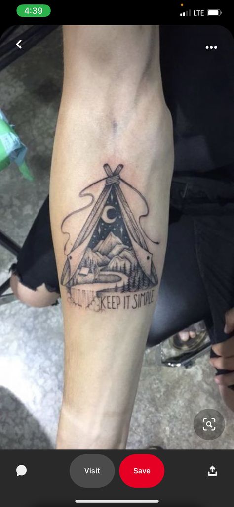 Camping Memorial Tattoo, Tent Camping Tattoo, Outdoor Tatoos, Tent Tattoo, Arrow Head Tattoos, Tent Drawing, Cycling Tattoo, Camping Tattoo, Mountain Tattoos