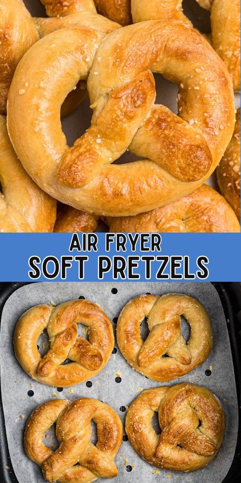 This is the easiest recipe for Air Fryer Soft Pretzels you will ever find! Make yummy pretzels at home with just a few ingredients. Things To Cook In Air Fryer, Recipe Videos Tasty, Food Receipt Easy Recipes, Air Fryer Pretzels, Air Fryer Recipes Videos, Auntie Anne, New Air Fryer Recipes, Air Fryer Recipes Snacks, Homemade Soft Pretzels