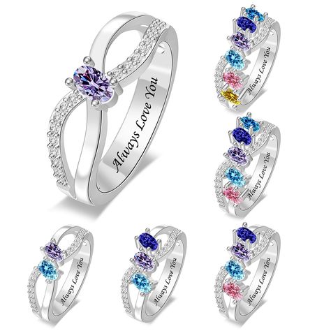 PRICES MAY VARY. Customized Birthstone Ring: This mother's ring consists of 1-6 oval simulated birthstones. The birthstone is embedded in the upper and lower parts of the outer side of the ring, matching the shape design of the ring, making it simple and elegant. This custom mom ring is suitable for pairing with various clothing. Gift Choice: This custom ring with birthstones can be used as a gift for various holidays: Mother's Day/Thanksgiving gift for mother/grandmother; An anniversary day gif Ring With Birthstones, Mothers Rings, Birthstone Engagement Rings, Silversmithing Jewelry, Mothers Day Rings, Mothers Ring, Birthstone Rings, Family Rings, Mom Ring