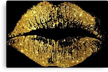 Stylish Lips #8 Canvas Print White And Gold Wallpaper, Black And Gold Aesthetic, Gold Inspiration, Gold Globe, Gold Poster, Gold Lips, Graphic Ideas, Gold Aesthetic, Black Lips