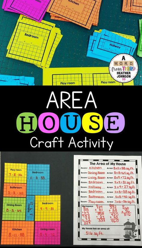 Area Math Activities, Finding Area, 3rd Grade Activities, World Craft, Everyday Math, Maths Area, House Craft, Teaching Third Grade, Area And Perimeter