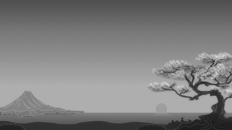 Japanese, digital art, minimalism, simple background, trees, nature, landscape, horizon, Sun, monochrome, Mount Fuji, mountains | 1920x1080 Wallpaper - wallhaven.cc Desktop Wallpaper 1920x1080, Beats Wallpaper, Japanese Background, Red Artwork, Monte Fuji, Desktop Wallpaper Art, Minimal Wallpaper, 1080p Wallpaper, Trees Nature