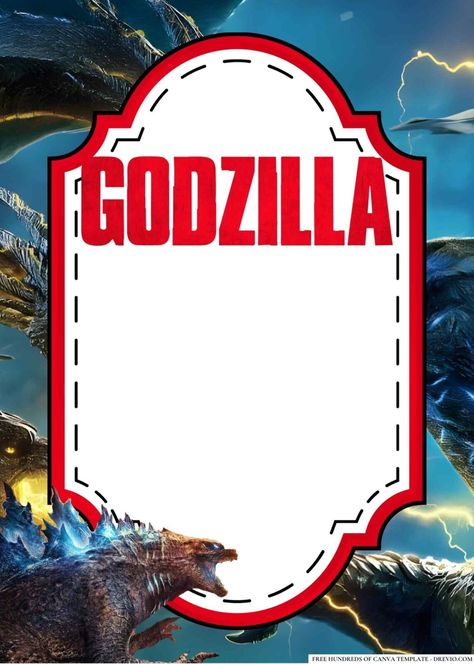 Godzilla Invitations Free, Godzilla Birthday Party Invitation, Godzilla Party Ideas, Godzilla Invitations, Godzilla Party, Godzilla Birthday Party, Godzilla Birthday, Godzilla Figures, Prince Birthday Party