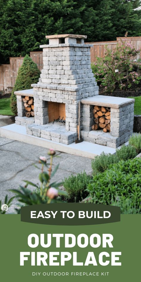 Outdoor Fireplace Diy, Build An Outdoor Fireplace, Build Outdoor Fireplace, Outdoor Fireplace Kits, Casas Country, Fireplace Diy, Stacked Stone Fireplaces, Fireplace Kits, Diy Outdoor Fireplace