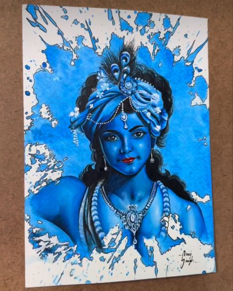 Krishna Full Body Drawing, Little Krishna Painting, Lord Krishna Drawing, Canvas Art Painting Acrylic, Ganesh Art Paintings, Krishna Drawing, Color Drawing Art, Indian Art Gallery, Pencil Sketch Images