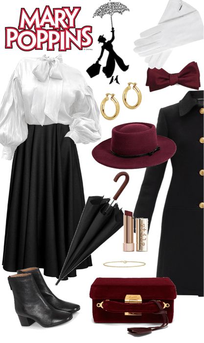 Mary Poppins Look! Outfit | ShopLook Mary Poppins Couple Costume, Mary Poppins Style, Merry Poppins Costume, Mary Poppins Outfit Ideas, Mary Poppins Cosplay, Disneybound Mary Poppins, Marry Poppins Outfits, Mary Poppins Inspired Outfits, Marry Poppins Kostüm