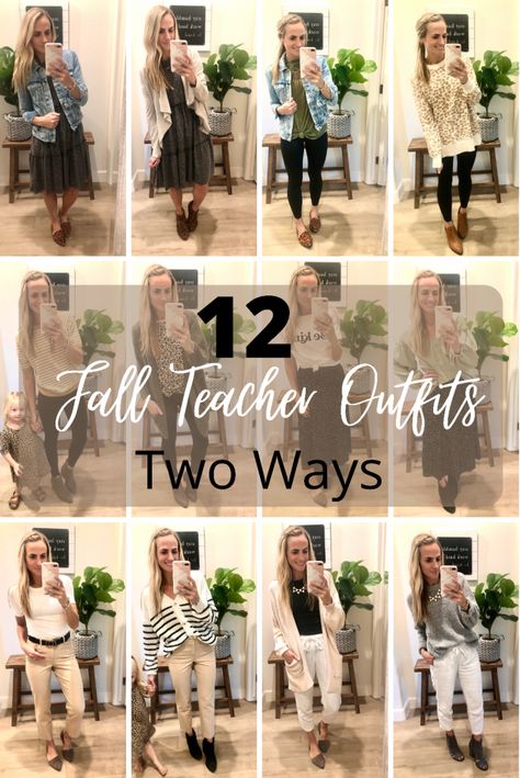 12 Fall Outfit Ideas For Teachers! - Fall Outfits 2023 Teacher, Teacher Outfits With Boots, Teacher Cold Weather Outfits, Teacher Outfits High School Fall, Teacher Winter Outfits High School, Rainy Teacher Outfit, Cute Fall Teacher Outfits, Cold Weather Teacher Outfits, Teacher Winter Outfits Elementary