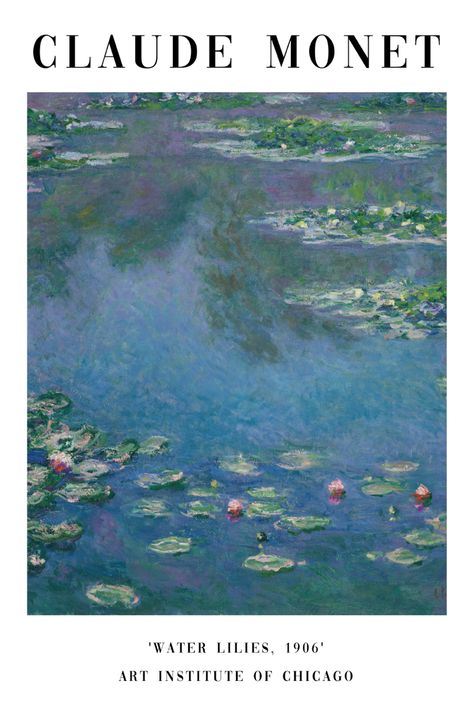 Claude Monet Water Lilies, Printable Wall Collage, Monet Poster, Claude Monet Paintings, Claude Monet Art, Monet Water Lilies, Monet Art, Vintage Poster Design, Art Exhibition Posters