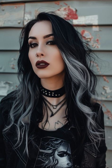 15 Stunning Jet Black Hair Color Ideas Black Hair Goth Aesthetic, Jet Black Hair Color Ideas, Jet Black Hair Color, White And Black Hair, Black Hair Ideas, Black Hair Color Ideas, Black And Silver Hair, Spooky Hair, Black Hair Inspiration