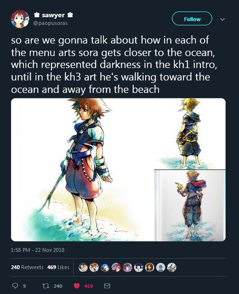 Dude, I'm scared. Everyone is finding hints that Sora will actually turn to darkness in KH3, and I am not having it, dammit! Kingdom Hearts Quotes, Kingdom Hearts Tattoo, Hearts Quotes, Kingdom Hearts Funny, Kingdom Hearts Games, Hearts Tattoo, Kh 3, Kingdom Hearts Fanart, Sora Kingdom Hearts