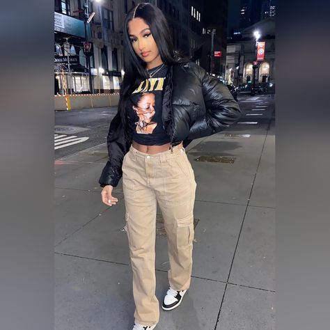 All Items Ship From Irving Tx Baddie Winter Fits, Dunks Outfit, Puffer Jacket Outfit, Jacket Zipper, Chill Outfits, Streetwear Fashion Women, Baddie Outfits Casual, Cute Simple Outfits, Teenage Fashion Outfits