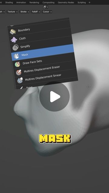 VK Gamedev on Instagram: "Mask Brush. Blender 3D Sculpting Tips.   Free brushes for Blender in profile   #blender3d #b3d #blendertutorial" Blender Sculpt, Sculpting Tips, Instagram Mask, 3d Sculpting, Mask Brush, Free Brushes, Mask Drawing, Mac Book, Blender 3d