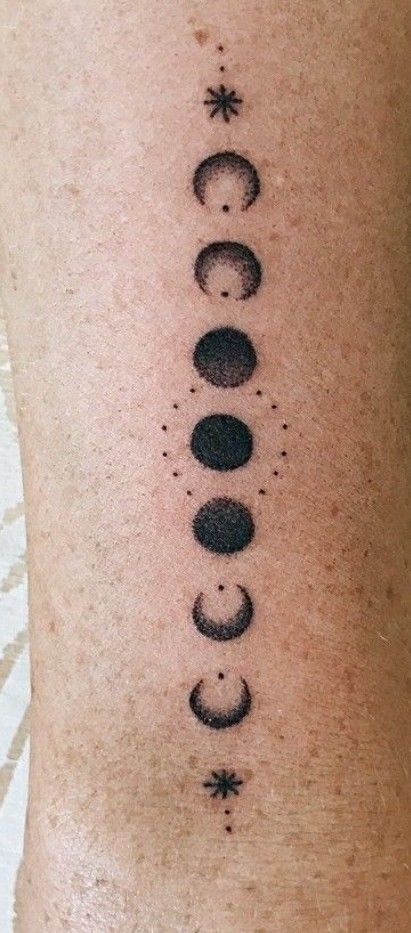 Moon Phases Fine Line Tattoo, Moon Phase Tattoo Ribs, Witchy Tattoo Ideas Witchcraft, Moon Phases Tattoo Side Rib, Simple Moon Phases Tattoo, Spine Tattoo Moon Phases, Spinal Tattoo Moon Phases, Moon Phase Tattoo, Detailed Moon Phase Tattoo