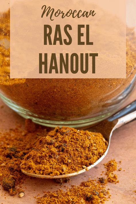 This Ras El Hanout spice blend will make cooking Moroccan food at home a breeze! It's a blend of fresh spices that can vary from household to household, similar to curry powder. Ras El Hanout Recipe, Moroccan Spice Blend, Moroccan Seasoning, Homemade Dry Mixes, Homemade Spice Mix, Spice Blends Recipes, Spice Mix Recipes, Moroccan Spices, Homemade Spice Blends