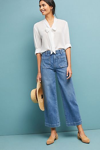 Limited Time: 20% Off Pants & Jeans | Anthropologie Culotte Jeans, Mode Ab 50, Culotte Style, Wide Leg Jeans Outfit, Look Jean, Looks Street Style, Outfit Trends, Moda Plus Size, Mua Sắm