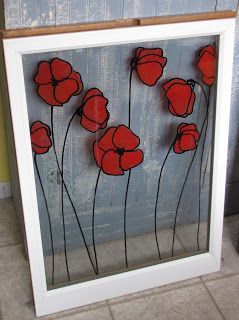 **I actually did this today on an old six pane window! ** -Krista Painting On Glass Windows, Stained Glass Wall Art, Glass Painting Patterns, Window Crafts, Glass Painting Designs, Astuces Diy, Stained Glass Diy, Stained Glass Crafts, Stained Glass Designs