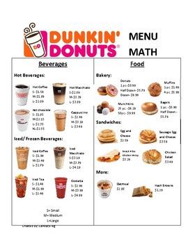 Bloxburg Dunkin Donuts Menu Codes, Dunkin Donuts Menu, Dunkin Donuts Coffee Drinks, Low Calorie Fast Food, Menu Math, Healthy Fast Food Options, Food Calorie Chart, Dunkin Donuts Iced Coffee, Making Change