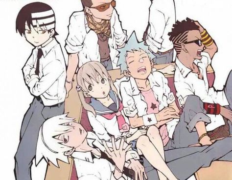 Lol Oz was cropped out (I didn't do it) Soul Eater official art Manga Soul Eater, Soul Eater Evans, Soul X Maka, Soul Eater Manga, Soul And Maka, Anime Soul, Baba Yaga, Me Anime, Soul Art