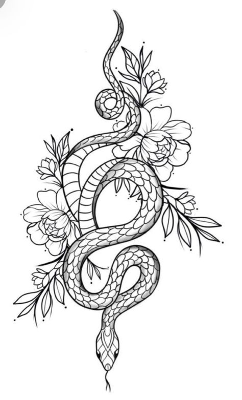 Tattoos Spooky, Snake Tattoos For Women, Tattoo Bein Frau, Cobra Tattoo, Serpent Tattoo, Sharpie Tattoos, Snake Tattoo Design, Stencil Outline, Hip Tattoos Women