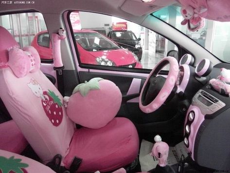 Hello Kitty Decorations, Hello Kitty Car, Pink Car, A Car, Hello Kitty, Kitty, Green, Animals, Pink