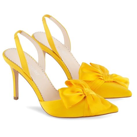 Bella Belle x Milla Nova limited edition Reese canary yellow high heels with knotted bow. 20% of proceeds will be donated to charities assisting Ukrainian refugees. Milla Dresses, Kasut Tumit Tinggi, Yellow High Heels, Yellow Pumps, Milla Nova, Yellow Heels, Shoe Crafts, Yellow Shoes, Comfortable Heels