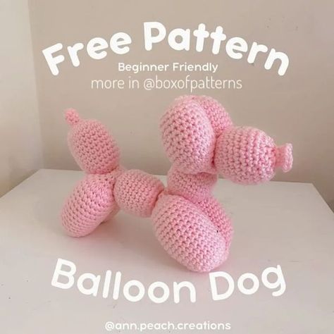 Crochet Balloon Dog, Crochet Balloon, Crochet Pattern Beginner, Balloon Pattern, Dog Crochet, Crochet Dog Patterns, Easy Crochet Animals, Crochet Plushie, Crochet Shop