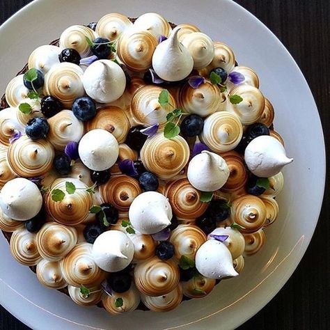 Beautiful Blueberry Meringue Pie. ✅ By- @vidal31 ✅ #ChefsOfInstagram www.ChefsOF.com Blueberry Meringue, Lemon Cheese, Decoration Patisserie, Tart Filling, Impressive Desserts, Coconut Cream Pie, Meringue Pie, God Mat, Fruit Tart