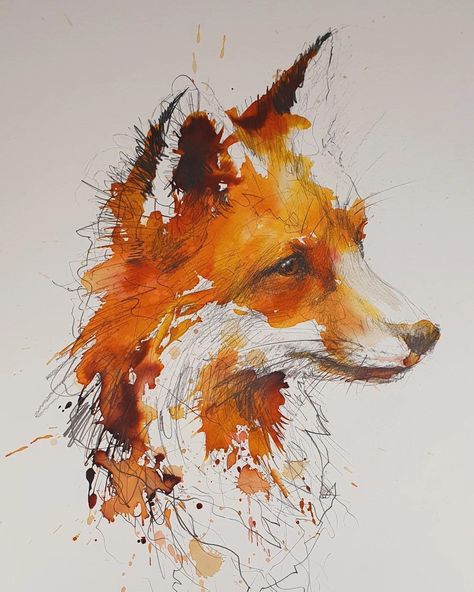 Minimal Tattoo Designs, Watercolor Pencil Art, Ear Tattoo Ideas, Fox Artwork, Watercolor Paintings Of Animals, Light Boxes, Fox Painting, Watercolour Inspiration, Watercolor Projects