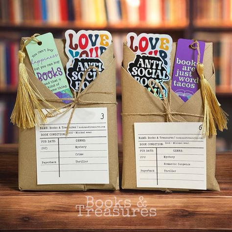 Shop blind date with a book boxes and handmade bookish gifts at booksandtreasures.com/shop

#books #bookish #booklover #blinddatewithabook #handmade #bookmark #bookmarker #bookshop #usedbooks Book Blind Date Ideas, Blind Date With A Book Printable, Diy Blind Date With A Book Ideas, Book Blind Date, Blind Date With A Book Ideas, Book Themed Party, Blind Date With A Book, Date With A Book, Book Boxes