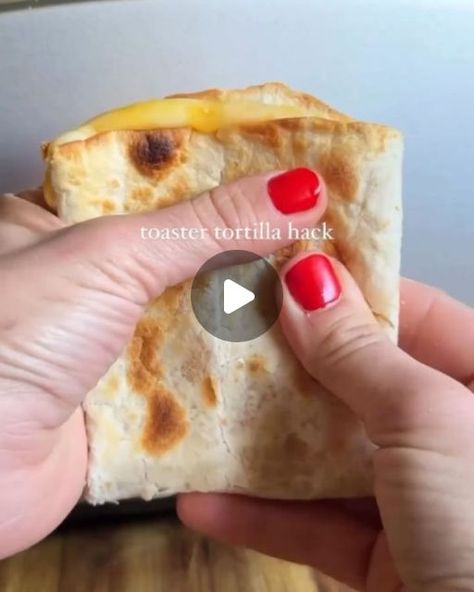 Food Prep Gram on Instagram: "Toaster Tortilla Hack 🤯
(via: @graceelkus)

MY TIPS:

✨I’m using the TJ’s homestyle tortillas which toast up golden and crisp!

✨be sure to overlap the two sides of the tortilla so nothing spills into the toaster 

✨if only one side gets toasty flip it around and toast again 

✨it may take a little trial and error to find the exact tortilla size/timing that works best for your toaster 

✨" Tortilla Wrap In Toaster, Uses For Tortillas, Toaster Tortilla, Tortilla Hack, Breakfast Pockets, Breakfast Toast, Trial And Error, Food Prep, March 16