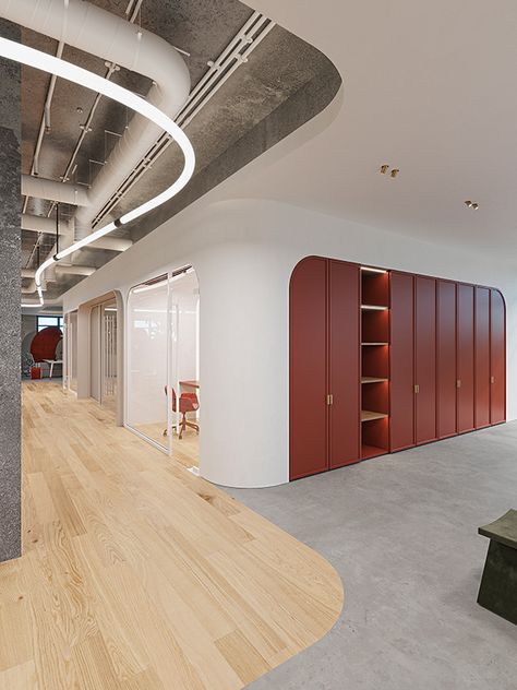 Office Social Area, Commercial Interior Architecture, Commercial Interiors Office, Design Architecture Concept, Corporate Interior Design, Corridor Design, Coworking Office, Office Space Design, Corporate Interiors