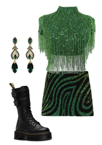 Preformance Outfits Green, Green Stage Outfit, Kpop Stage Outfits Polyvore, Outfit Ideas Colorful, Descendants Dr, Kpop Dress, Stage Ideas, Fashion Airport, Kpop Fits