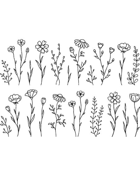 Floral Clipart Black And White, Simple Drawing Of Flowers, Wild Flower Doodles, Wild Flowers Drawing Sketch, Cute Simple Flower Drawing, Basic Flower Drawing, Scrapbook Drawings, Dainty Designs, Simple Flower Drawing