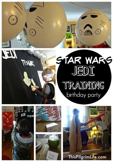 This weekend we celebrated my son's fourth birthday with a Star Wars Jedi Training party. He and several of his friends practiced their light saber skills, droid building skills, and more during the simple birthday party. Jedi Party Ideas, Jedi Training Party, Jedi Training Games, Start Wars Birthday Party, Young Jedi Adventures Birthday, Geode Party, Star Wars Party Ideas, Star Wars Birthday Party Ideas, Star Wars Themed Birthday Party