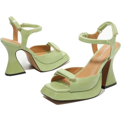 New Women's Chunky Heels 4 Inches Platform Heels Open Toe Shoes For Women High Heel Light Green Summer Platform Sandals For Women 2024 Origin Imported Sole Material Rubber Platform Height 1.00" Outer Material Glossy Patent Leather About This Item [Fashionable Platform Heels]: Heel Height Is Approximately 10.2 Cm (4 Inches), Platform Height Is Approximately 2.5 Cm (1 Inch). Stand Out In Any Occasion With These New Stylish Square Toe Pumps. [High Quality Platform Sandals]: The Platform Sandal Made Summer Platform Sandals, Green Platform, Women Platform Shoes, Womens Chunky Heels, Platform Heels Chunky, Open Toe Shoes, Green Shoes, Walker Boots, Sandals For Women