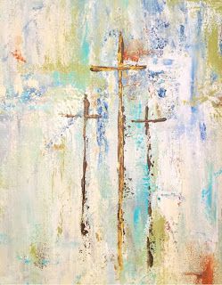 Cross Art Painting, Three Crosses, Easter Paintings, Christian Artwork, Cross Art, Biblical Art, Cross Paintings, Jesus Art, Scripture Art