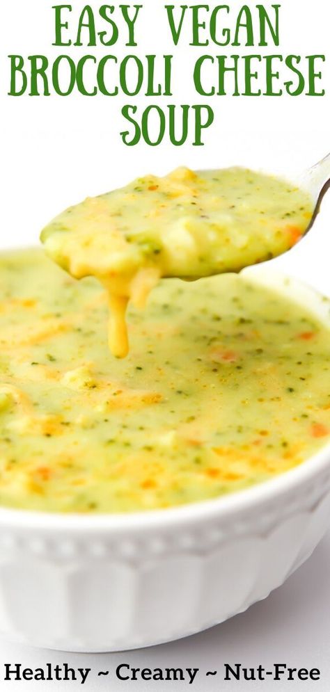 Vegan Broccoli Cheese Soup, Vegan Broccoli, Cream Of Broccoli, Dairy Free Soup, Cream Of Broccoli Soup, Broccoli Soup Recipes, Broccoli Soup, Vegan Soup Recipes, Broccoli Cheese Soup